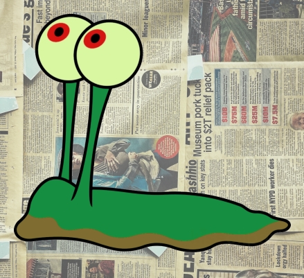 Slug on a newspaper